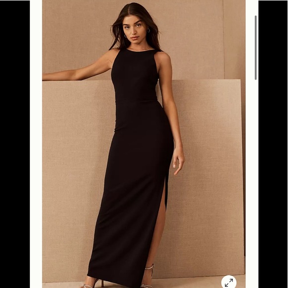 NWT BHLDN London Crepe Tie Back Dress Black Size 12 - Picture 1 of 17